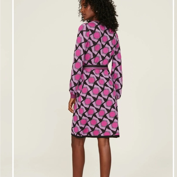 Diane Von Furstenberg Alexio Wrap Boho Dress Long Sleeve - Picture 2 of 11